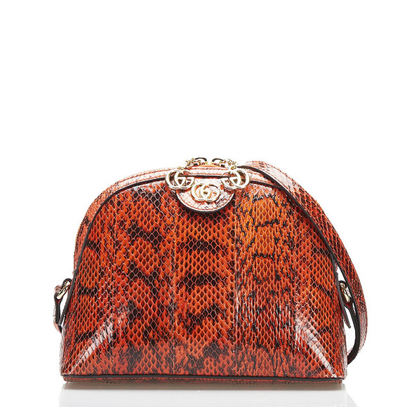 Gucci Python Double G Shoulder Bag Orange Python Leather - Picture 1 of 10